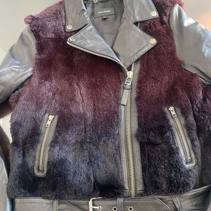 Leather and Fur bomber jacket.